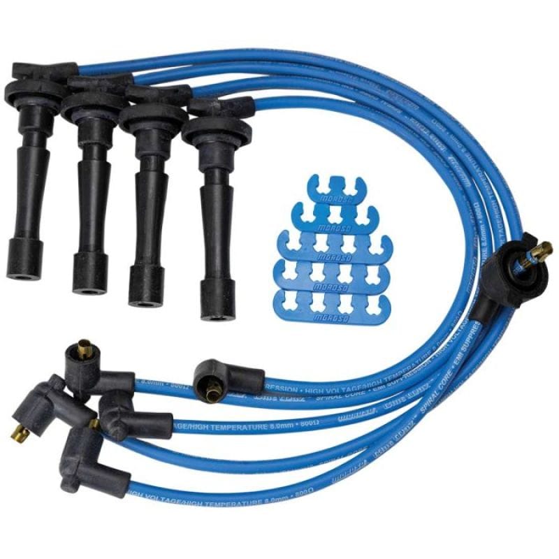 Moroso — Moroso Custom Ignition Wire Set - Blue Max - Spiral Core - Colored High Temp Wire Separators - Blue