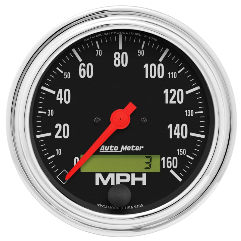 AutoMeter — Autometer Traditional Chrome 3-3/8in 160 MPH Electric Speedometer w/ LCD Odometer
3-3/8" SPEEDO, 160 M