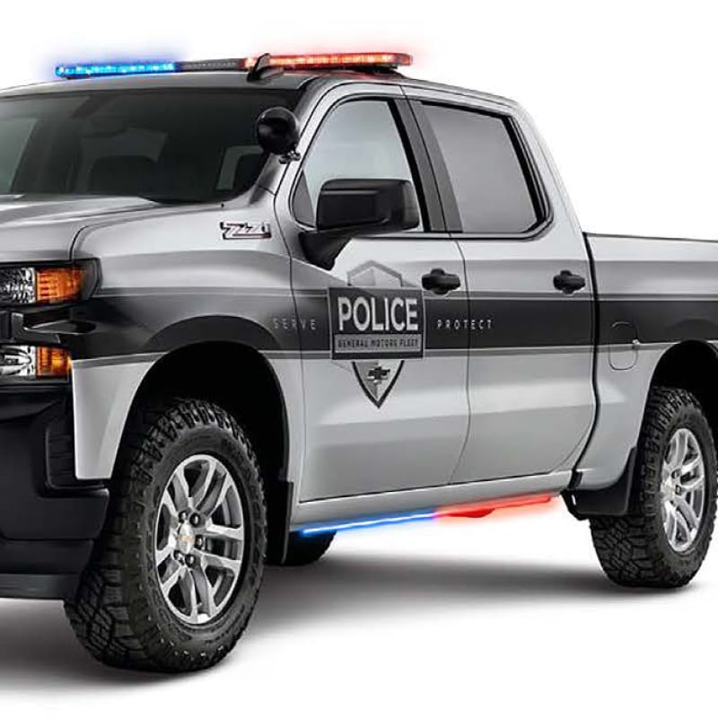 Putco — Putco 19-23 Chevrolet Silverado Blade Rocker Sideliners - Blue & White w/ White Override