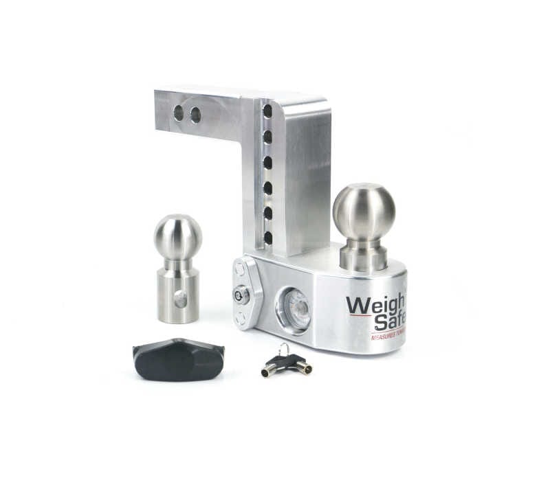 Weigh Safe — Weigh Safe 6in Drop Hitch w/Built-in Scale & 2in Shank (10K/12.5K GTWR) - Aluminum