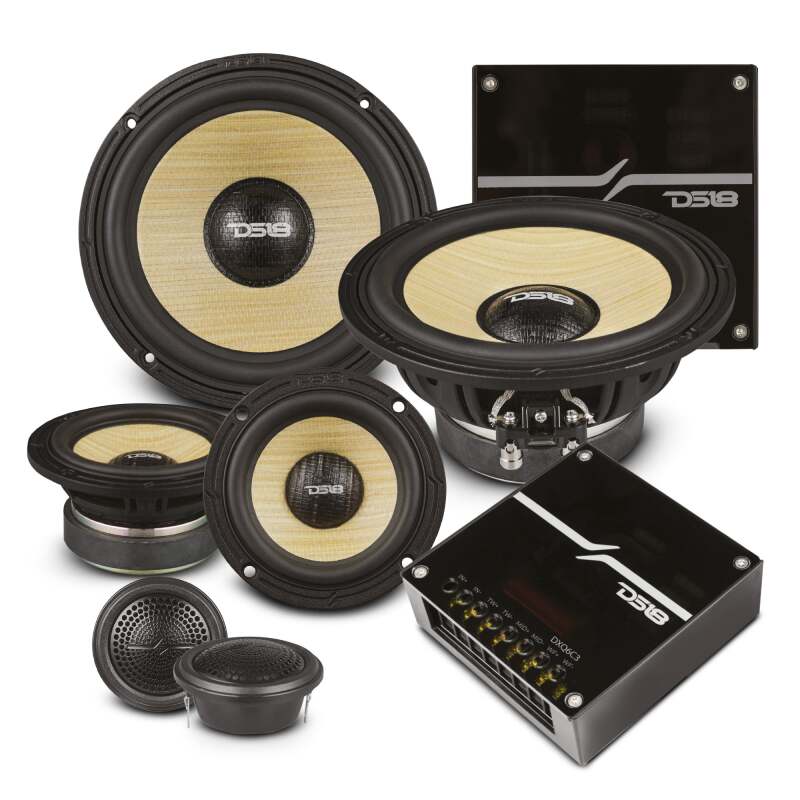 DS18 — DS18 Dlx Quality 6.5in + 3.5in + 2in 3-Way 150 Watts RMS 4 ohm Yellow Straw + Composite Foam Cone