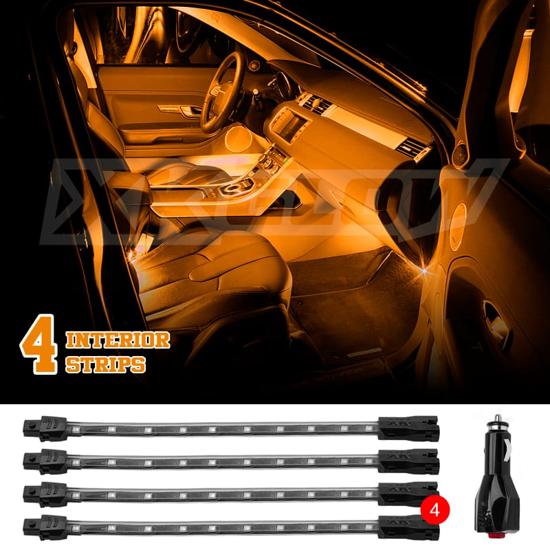 XKGLOW — XK Glow Single Color XKGLOW UnderglowLED Accent Light Car/Truck Kit Amber - 4x8In
