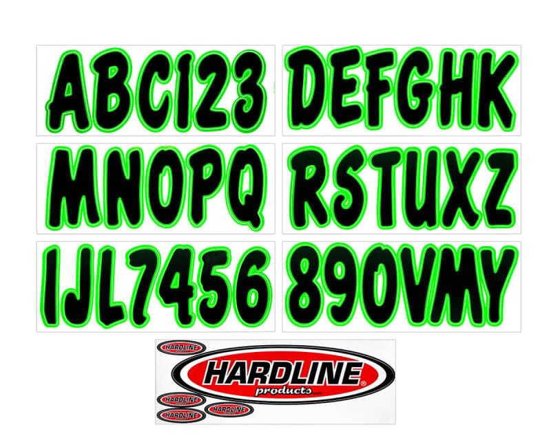 Hardline — Hardline Boat Lettering Registration Kit 3 in. - 200 Black/Kiwi Green