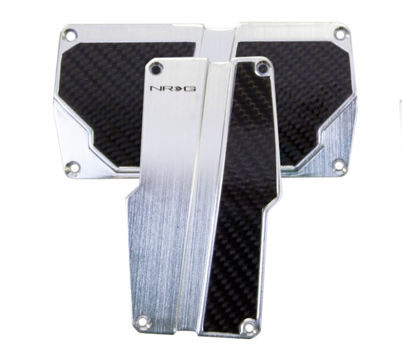 NRG — NRG Brushed Aluminum Sport Pedal A/T - Silver w/Black Carbon