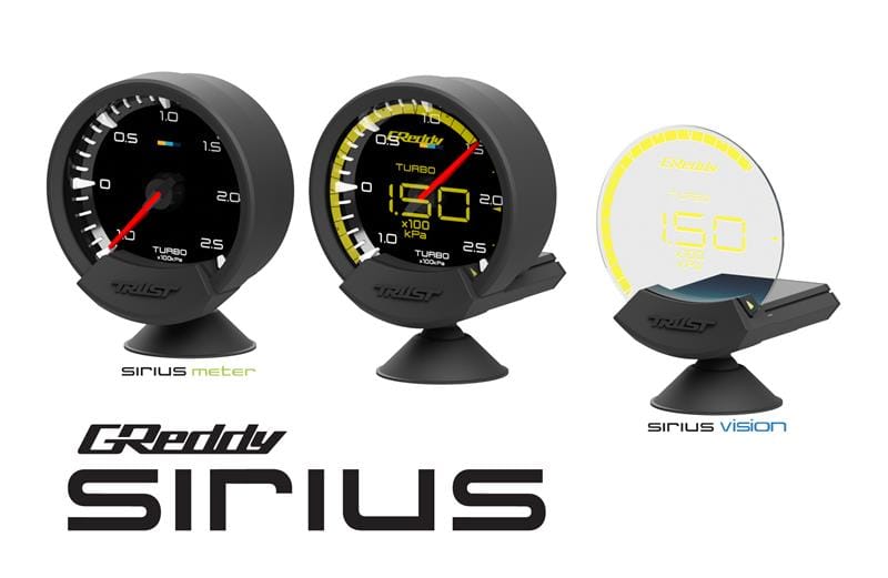 GReddy — GReddy Sirius Vision Display (Turbo / Press / Temp / Voltage) 68mm Clear Thin-Film EL Display Gauge