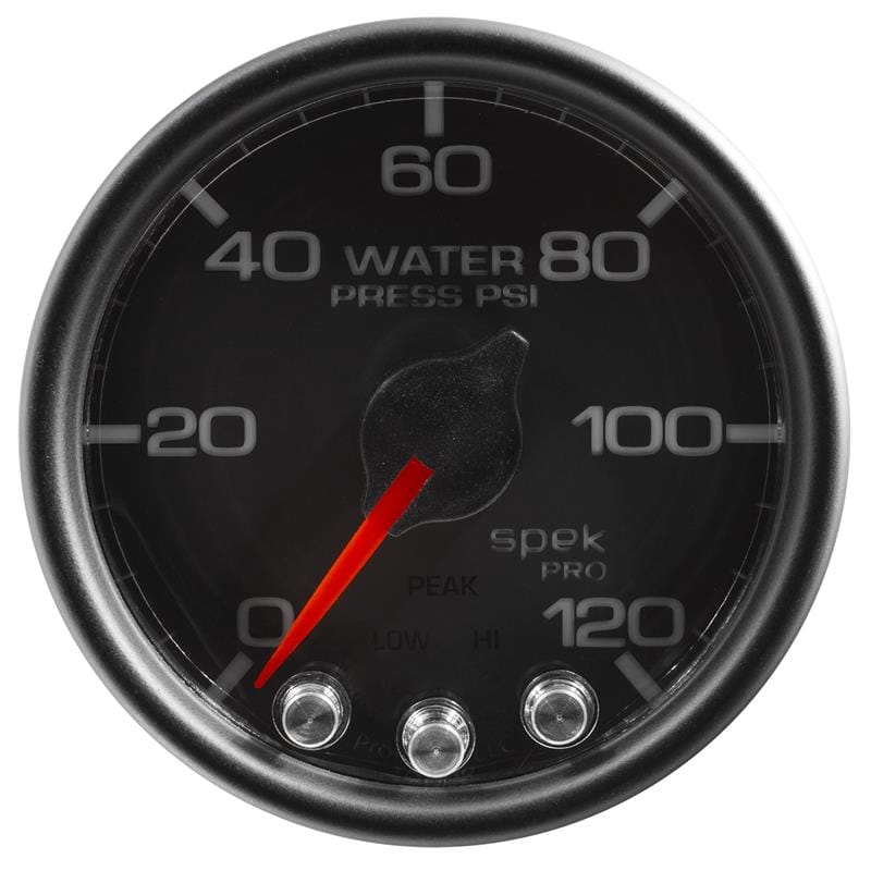 AutoMeter — GAUGE, WATER PRESS, 2 1/16", 120PSI, STEPPER MOTOR W/PEAK & WARN, BLK/BLK, SPEK