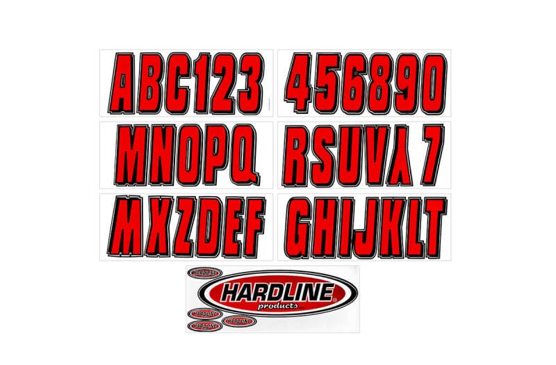 Hardline — Hardline Boat Lettering Registration Kit 3 in. - 320 Red/Black