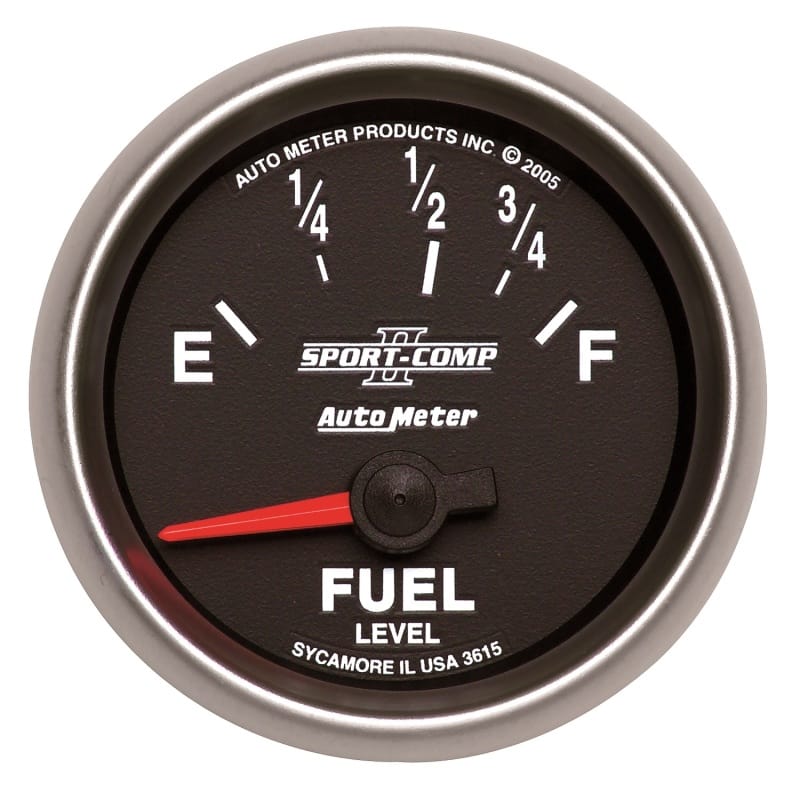 AutoMeter — Autometer Sport-Comp II 52mm 73-10 ohms Short Sweep Electronic Fuel Level Gauge
2-1/16" FUEL LEVEL,