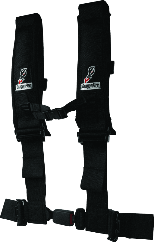 DragonFire Racing — Harness Restraint, H-Style, 4-Point, EZ-Adjust, 3 in. Buckle, Black