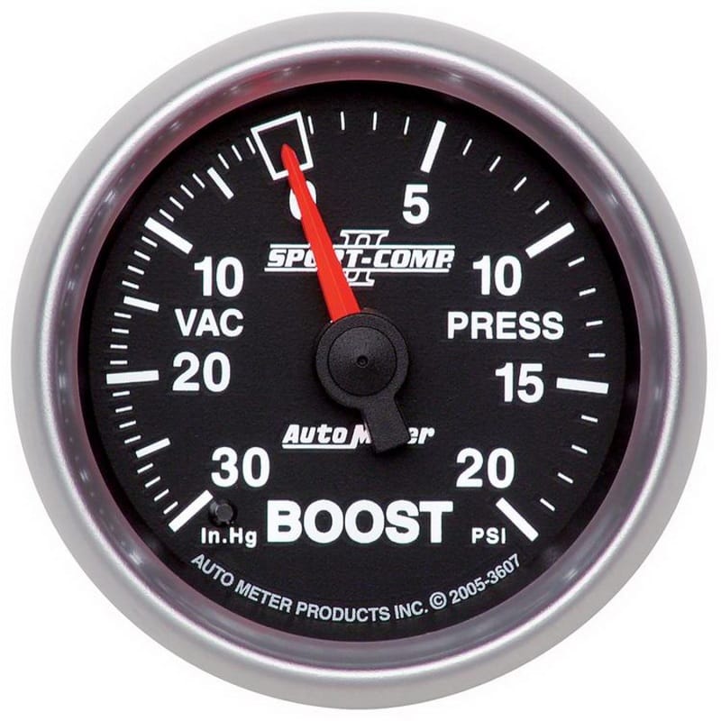 AutoMeter — Autometer Sport-Comp II 52mm 30 In Hg/20 psi Mechanical Vacuum/Boost Gauge
2-1/16" BOOST-VAC, 3