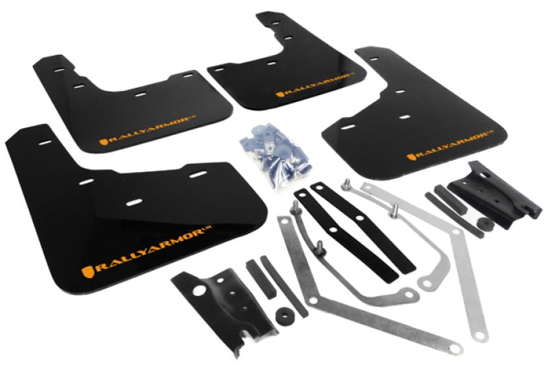 Rally Armor — Rally Armor 13-19 Ford Fiesta ST Black UR Mud Flap w/Orange Logo