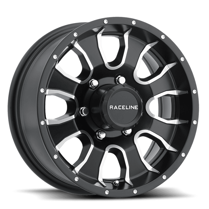 Raceline — Raceline 860M Mamba 15x6in / 5x127 BP / 0mm Offset / 3.19mm Bore - Black & Machined Wheel