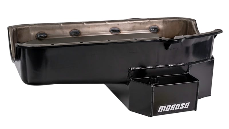 Moroso — Moroso Pre-80 Chevrolet Small Block (w/2 Pc Seal) Road Race Wet Sump 7qt 7.5in Steel Oil Pan - Black