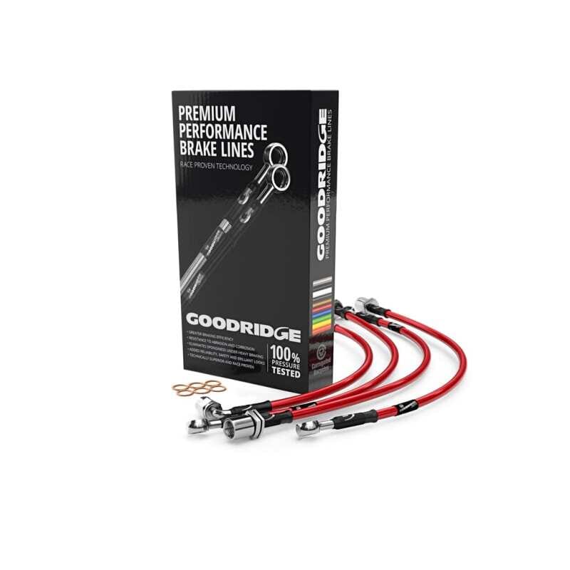 Goodridge — Goodridge 2005+ Audi A4 All Models Stainless Steel Brake Lines - Red