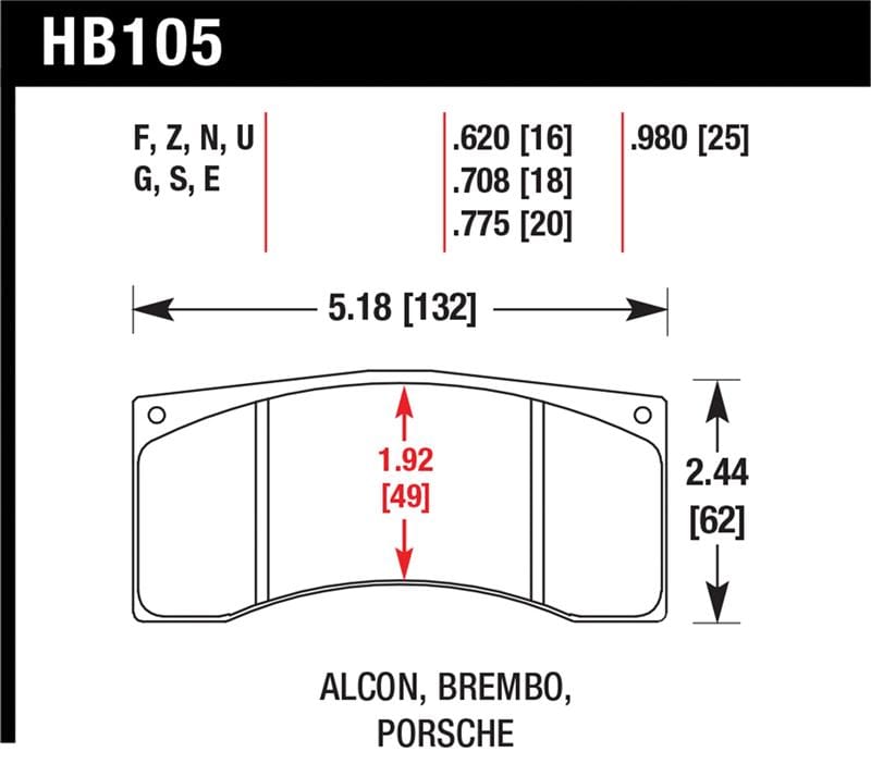 Hawk Performance — Hawk Alcon B/MB4/ Brembo XA2.E5.01/04 / XA5.90.01/04 / XA6.H7.11/14 DTC-70 Race Brake Pads
Disc Brake Pad