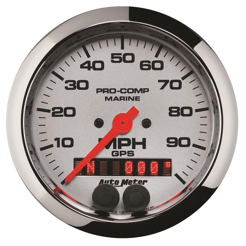 AutoMeter — GAUGE, SPEEDOMETER, 3 3/8", 100MPH, GPS, MARINE CHROME