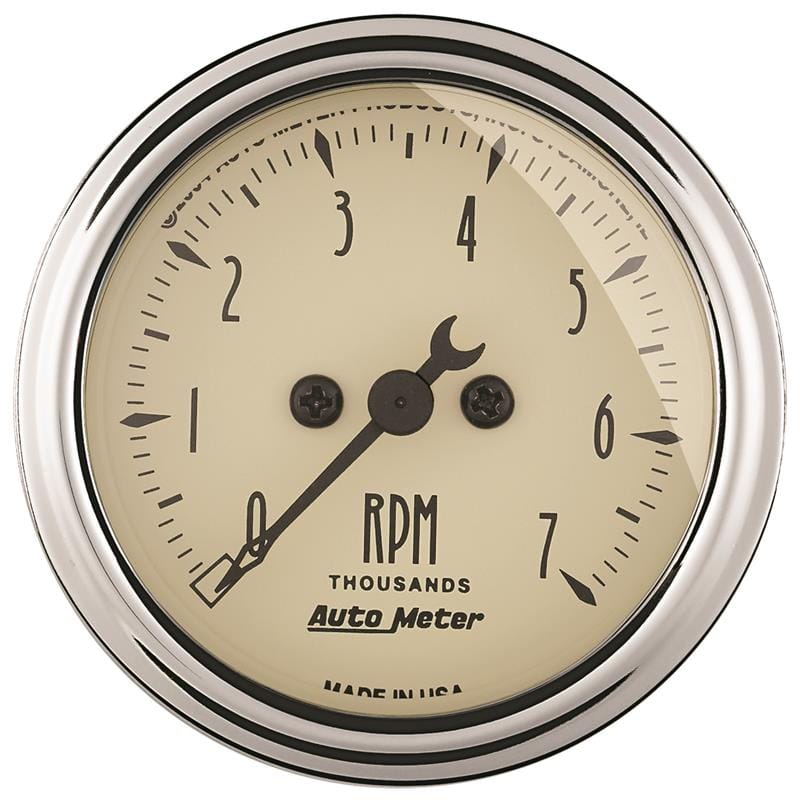 AutoMeter — GAUGE, TACHOMETER, 2 1/16", 7K RPM, IN-DASH, ANTIQUE BEIGE