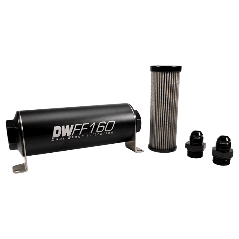DeatschWerks — DeatschWerks Stainless Steel 8AN 5 Micron Universal Inline Fuel Filter Housing Kit (160mm)
Filtration