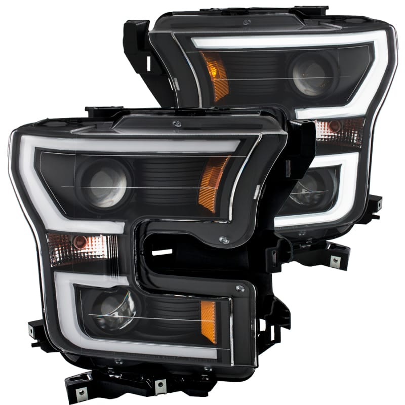 ANZO — ANZO 2015-2016 Ford F-150 Projector Headlights w/ Plank Style Design Black w/ Amber
Head Light Set
HdLtSet