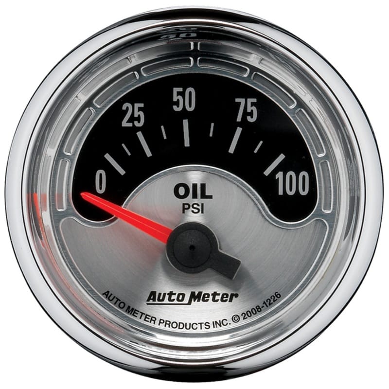 AutoMeter — Autometer American Muscle 52mm Short Sweep Electric 100PSI Oil Pressure Gauge
GA 2" OILP ELEC AM
