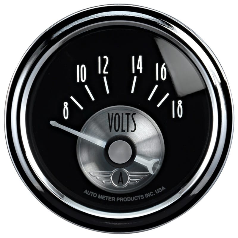 AutoMeter — Autometer Prestige Series Black 2-1/16in 8-18V Short Sweep Electronic Voltmeter Gauge
2-1/16" VOLTMETER, 8