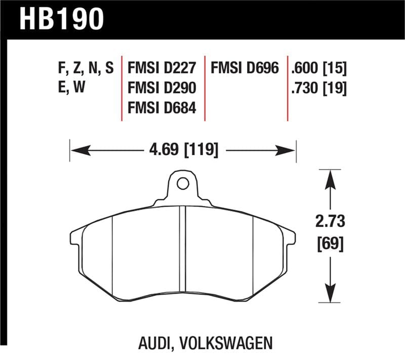 Hawk Performance — Hawk Audi 5000 S Turbo/4000CS Quattro/Coupe GT / Volkswagen Golf/Jetta/Passat Race Frt Brk 9012
Disc Brake Pad
