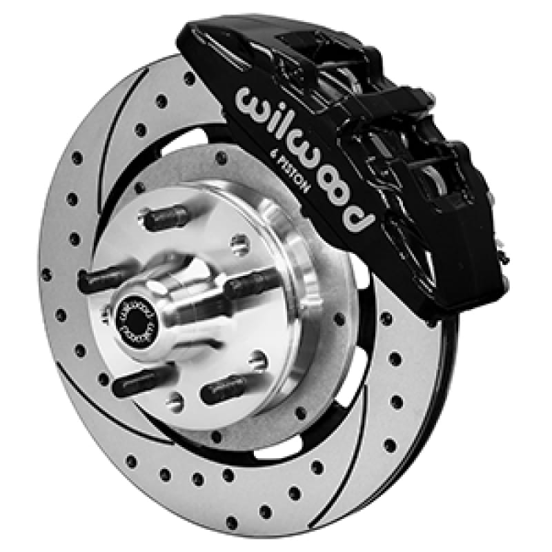 Wilwood — Wilwood 73-78 Dodge Charger Dynapro 6 Front Brake Hub Kit Black Caliper SRP Drilled & Slotted Rotor
