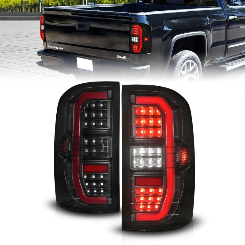 ANZO — ANZO 14-18 GMC Sierra 1500 Full LED Taillights Black Housing Smoke Lens (w/C Light Bars)
Tail Light Set