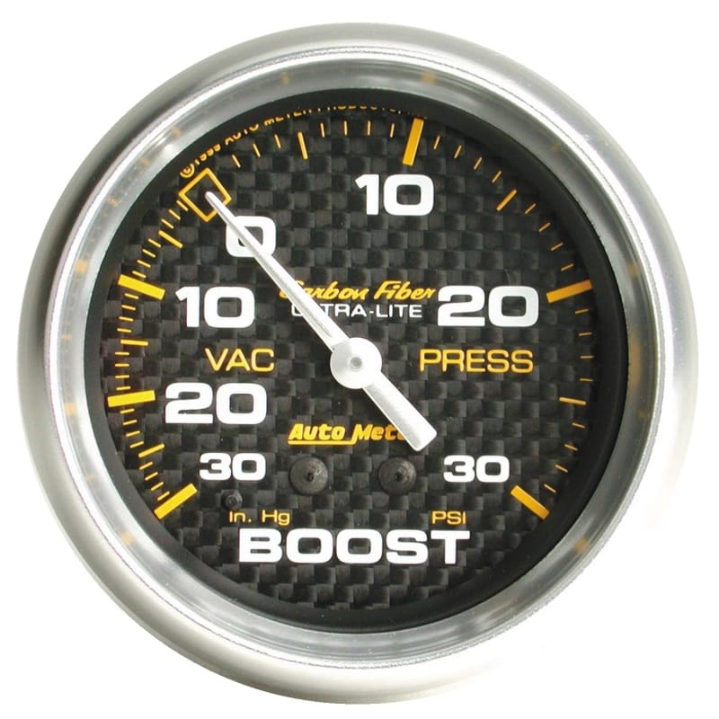 AutoMeter — Autometer Carbon Fiber 52mm 30 PSI Mechanical Boost Gauge
GA 2.6" BST/VC 30 CF