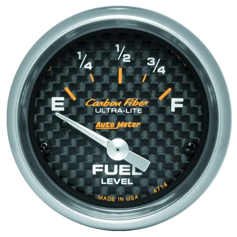 AutoMeter — Autometer Carbon Fiber 52mm 0E-90F Short Sweep Electronic Fuel Level Gauge
GA 2" FUEL 0-90 CF