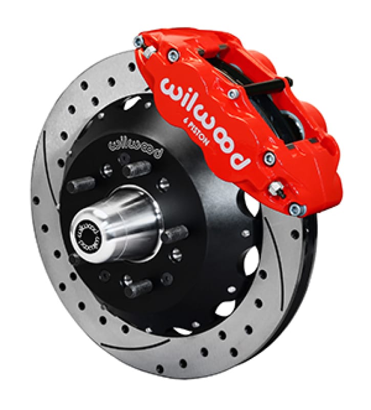 Wilwood — Wilwood 65-68 Chevy Impala W/ Drum Spindle- FNSL6R - 12.88 in Vented GT Rotor Drilled Red