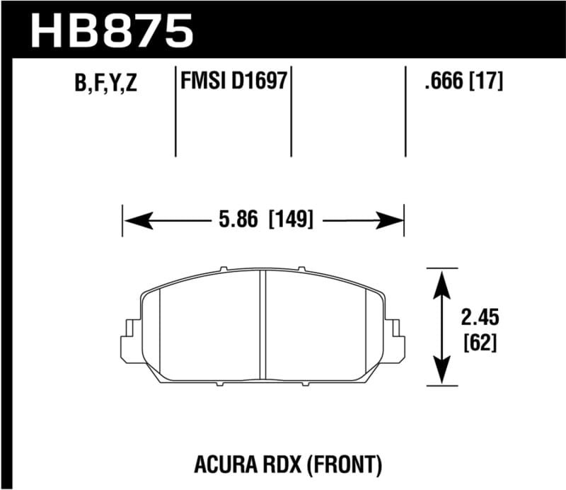 Hawk Performance — Hawk 2013 - 2018 Acura RDX DTC-60 Race Front Brake Pads
Disc Brake Pad