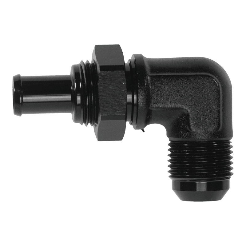 DeatschWerks — DeatschWerks 10AN Male Flare Bulkhead to 1/2in Hose Barb 90-Degree
Lines & Fittings