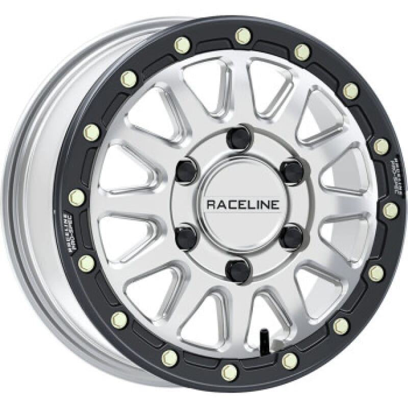 Raceline — Raceline A14BG Alpha 15x6.5in/6x139.7 BP/74mm Offset/78.1mm Bore - Silver & Blk Ring Beadlock Wheel