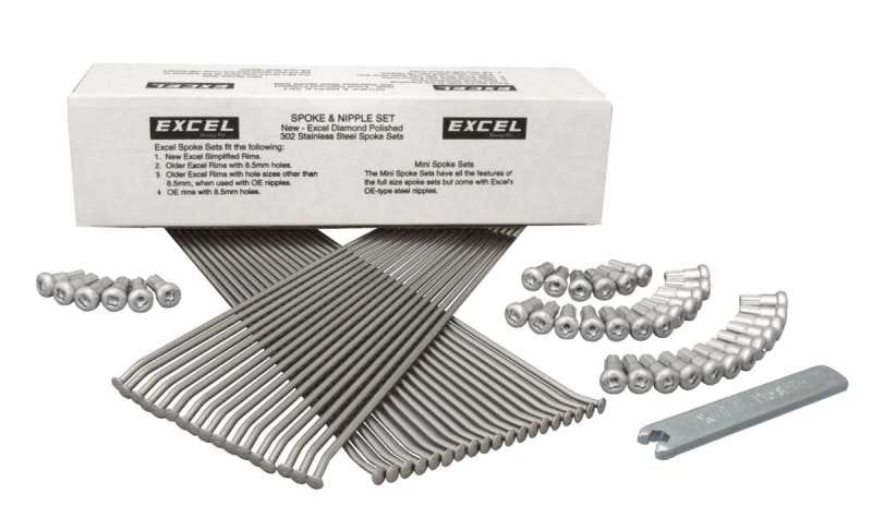 Excel — Excel Rear Spoke/Nipple Set (w/ Wrench) - 8 Gauge / 36 Qty - Silver