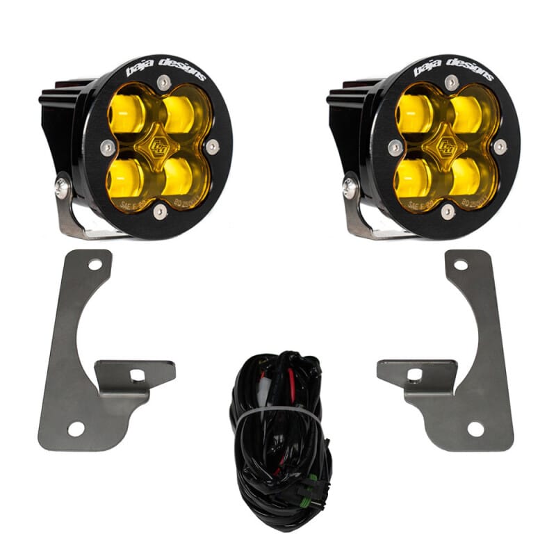Baja Designs — Baja Designs 07-09 Wrangler JK w/Premium Bumper Squadron R SAE Fog Pocket Kit - Amber