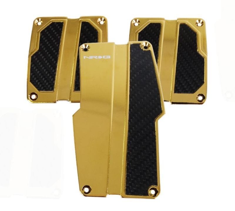 NRG — NRG Brushed Aluminum Sport Pedal M/T - Chrome Gold w/Black Carbon