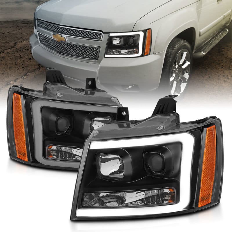 ANZO — ANZO 07-14 Chevy Tahoe Projector Headlights w/ Plank Style Design Black w/ Amber
Projector Headlights
Head Light Set
