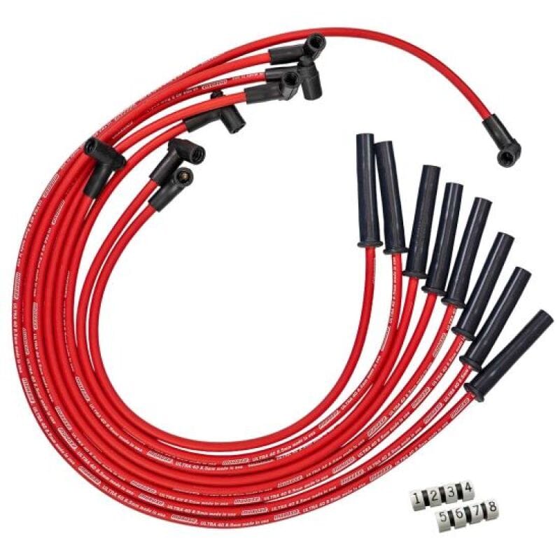 Moroso — Moroso GM BBC 366-454 HEI-Style w/Coil In Cap Ultra 40 8.5mm Multi-Angle Spark Plug Wire Set - Red