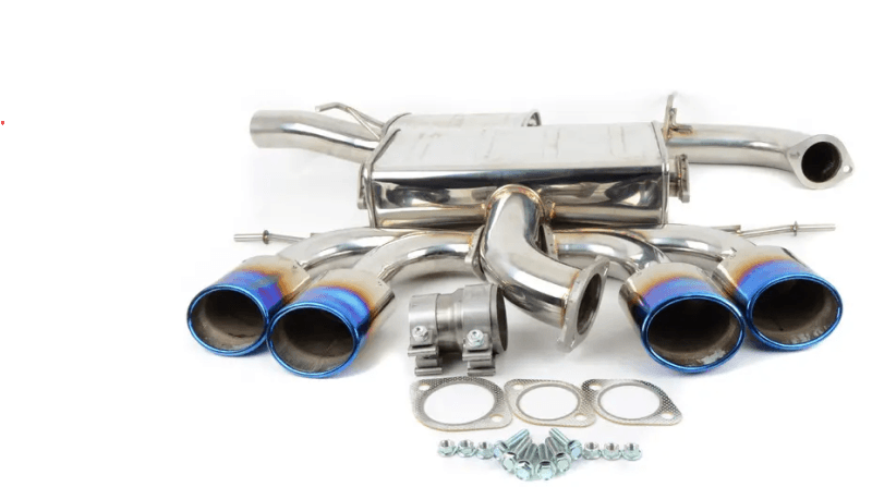 Invidia — Invidia 14-17 Volkswagen Golf-R Q300 Quad Oval Titanium Burnt Tips Cat-back Exhaust
