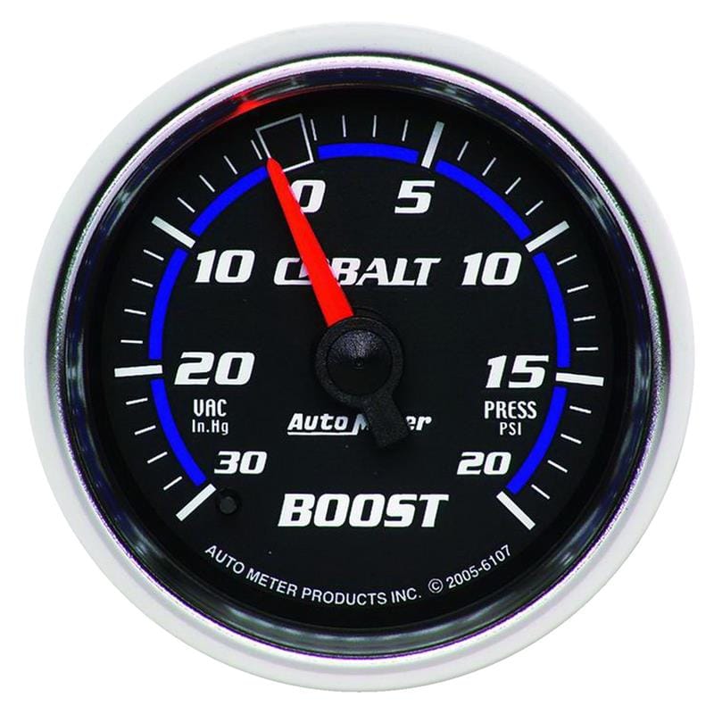 AutoMeter — GAUGE, VAC/BOOST, 2 1/16" , 30INHG-20PSI, MECHANICAL, COBALT