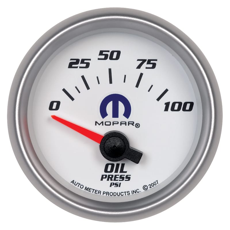 AutoMeter — Autometer Mopar 52mm Short Sweep Electronic 0-100 PSI Oil Pressure Gauge
MOPAR #77060044, 2-1