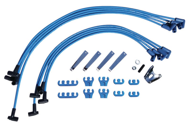 Moroso — Moroso Chevrolet Small Block Ignition Wire Dress-Up Kit - HEI - Blue Max - Spiral Core