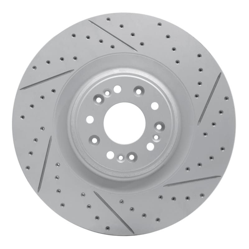 R1 Concepts — R1 17-22 Genesis G90 Front Right Drilled & Slotted Geo-Carbon Rotor