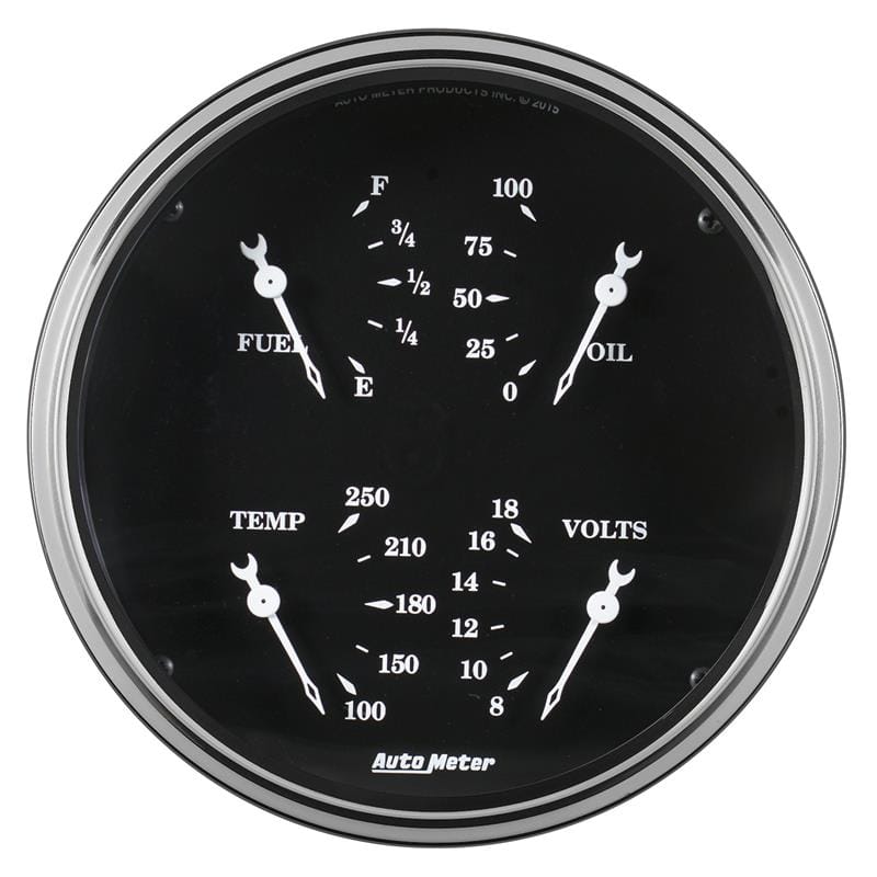 AutoMeter — GAUGE, QUAD, 5" , 0OE-90OF, ELEC, OLD TYME BLACK