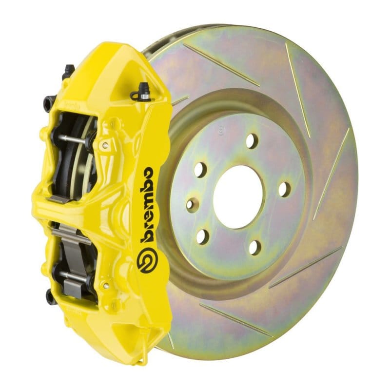 Brembo — Brembo 05-14 Mustang GT Excl non-ABS Equipped Fr GT BBK 6Pist Cast 355x32 1pc Rtr Slot Type1-Yellow