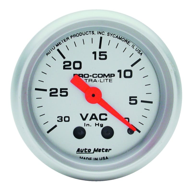 AutoMeter — Autometer Ultra-Lite 52mm Mechanical Vacuum Gauge 30INHG
2" VACUUM, 30" HG