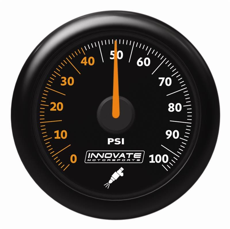 Innovate Motorsports — MTX Analog, Fuel Pressure 0-100 PSI Gauge Kit, Black Dial