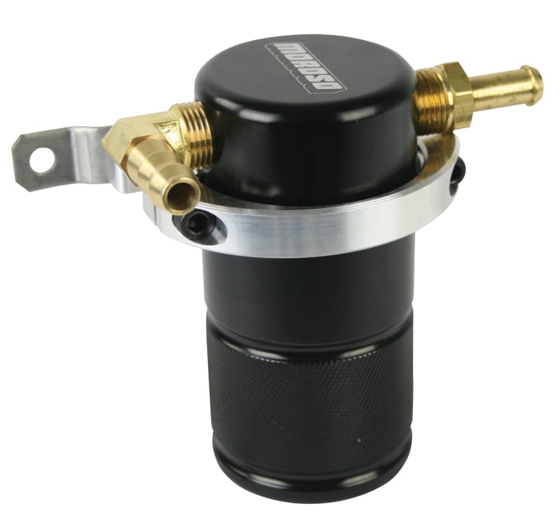 Moroso — Moroso 90-05 Mazda Miata Air/Oil Separator Catch Can - Small Body - Billet Aluminum - Black Finish