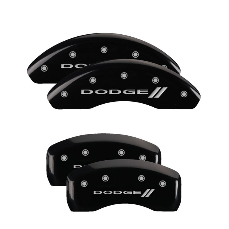 MGP — MGP 4 Caliper Covers Engraved Front & Rear With stripes/Dodge Black finish silver ch
Caliper Covers